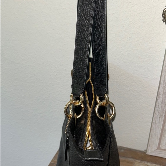 Coach Black Leather Tote with Signature Logo - Picture 6 of 12